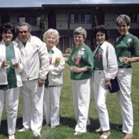 5/11/85 - District 4-C4 Convention, El Rancho Tropicana, Santa Rosa - L to R: Margot Clews, Ron & Linnie Faina, Pat Ferrera, Lorraine Castagnetto, and Diane Johnson.