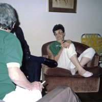 5/11/85 - District 4-C4 Convention, El Rancho Tropicana, Santa Rosa - L to R: Pat Ferrera (back to camera), obscured, and Estelle Bottarini.