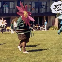 5/6/89 - District 4-C4 Convention, El Rancho Tropicana, Santa Rosa - Costume Parade - L to R: backgroound: Donna Francesconi and Eva Bello (without costume); foreground: San San Filippo (partial), Handford Clews, and Charlie Bottarini.