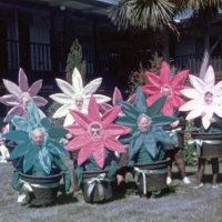 5/6/89 - District 4-C4 Convention, El Rancho Tropicana, Santa Rosa - Costume Parade - L to R: back: Ted Zagorewicz, Sam San Filippo, and Handford & Margot Clews; kneeling: Charlie & Estelle Bottarini, and Diane Johnson.