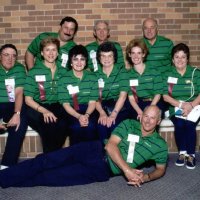 5/22/93 - Marriott Hotel, Milpitas - L to R, back row: George Salet, Charlie Bottarini, and Gino Benetti; front row: Handford Clews, Diane Johnson, Margot Clews, Estelle Bottarini, Kathy Salet, and Anne Benetti; on floor: Dick Johnson.