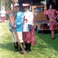 5/20/95 - El Rancho Tropicana, Santa Rosa - Costume Parade - L to R: Charlie (1969) & Estelle (1966) Bottarini, and Mike Castagnetto (1980). Year following name is when each costume appeared in the District Convention.