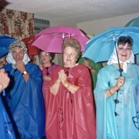 5/19/95 - El Rancho Tropicana, Santa Rosa - Amateur Show - L to R: Handford Clews, Charlie & Estelle Bottarini, Irene Tonelli, Al Fregosi (behind Irene), Margot Clews, Diane Johnson, and Sophie Zagorewicz.