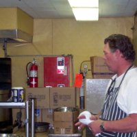 2/23/2002 - Recreation Center for the Handicapped, San Francisco - 20th Annual Crab Feed - Brad Barisic, friend of Mike Castagnetto, helping in the kitchen.