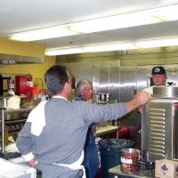 2/23/2002 - Recreation Center for the Handicapped, San Francisco - 20th Annual Crab Feed - L to R: Mike Castagnetto, Jr., Mike Castagnetto, and Brad Barisic.