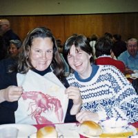 2/23/2002 - Recreation Center for the Handicapped, San Francisco - 20th Annual Crab Feed - L to R, foregound: Jan Stafford, and Sherry Schneider; background on right: Ron Faina.