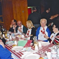 2/26/05 - Recreation Center For the Handicapped, San Francisco - 23rd Annual Crab Feed - 429 attending - a small part of Bill Graziano's (he's is the one talking with his hands) group enjoying dinner.