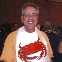 2/24/07 - 25th Annual Crab Feed at the Recreation Center for the Handicapped, San Francisco - 500 in attendance - Lion Lyle Workman, complete with crab bib, enjoying the Crab Feed.