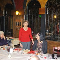 3/18/09 - Bertolucci’s Ristorante, South San Francisco - Guest Speaker: Michelle Ramirez with Coalition of Concerned Medical Professionals - L to R: Al Gentile (partial) & Arline Thomas, guest speaker Michelle Ramirez, and her assistant Rose.