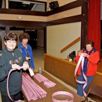 2/23/08 - 26th Annual Crab Feed - Janet Pomeroy Recreation & Rehabilitation Center, San Francisco - L to R: Margot Clews, helper, and LaVerne Cheso, preparing raffle tickets for sale.