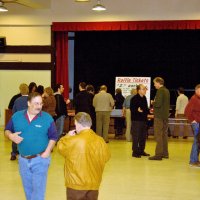 2/23/08 - 26th Annual Crab Feed - Janet Pomeroy Recreation & Rehabilitation Center, San Francisco - Guests purchasing raffle tickets; members George Salet (facing camera) and Bill Mayta in left foreground.