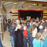 2/23/08 - 26th Annual Crab Feed - Janet Pomeroy Recreation & Rehabilitation Center, San Francisco - Guests starting to enjoy hors d’oeuvres from the table at left center.