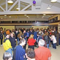 2/23/08 - 26th Annual Crab Feed - Janet Pomeroy Recreation & Rehabilitation Center, San Francisco - Guest enjoying visiting while taiting for dinner.