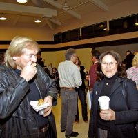 2/23/08 - 26th Annual Crab Feed - Janet Pomeroy Recreation & Rehabilitation Center, San Francisco - Foreground: Laz Reinhardt and Linda Workman; Mike Castagnetto, Jr. just over Linda’s shoulder.