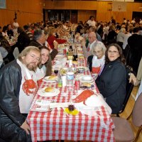 2/23/08 - 26th Annual Crab Feed - Janet Pomeroy Recreation & Rehabilitation Center, San Francisco - Front to back, left: Laz & Denise Reinhardt; right: Linda Workman, guest, Bill Graziano.