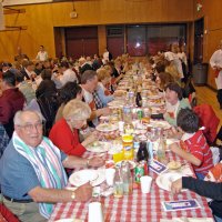 2/23/08 - 26th Annual Crab Feed - Janet Pomeroy Recreation & Rehabilitation Center, San Francisco - Guests beginning to enjoy dinner with salad.