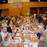 2/23/08 - 26th Annual Crab Feed - Janet Pomeroy Recreation & Rehabilitation Center, San Francisco - Guests beginning to enjoy dinner with salad.