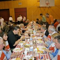 2/23/08 - 26th Annual Crab Feed - Janet Pomeroy Recreation & Rehabilitation Center, San Francisco - Guests beginning to enjoy dinner with salad.