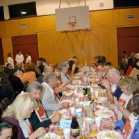 2/23/08 - 26th Annual Crab Feed - Janet Pomeroy Recreation & Rehabilitation Center, San Francisco - Guests beginning to enjoy dinner with salad.