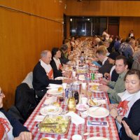 2/23/08 - 26th Annual Crab Feed - Janet Pomeroy Recreation & Rehabilitation Center, San Francisco - Guests beginning to enjoy dinner with salad.