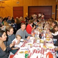 2/23/08 - 26th Annual Crab Feed - Janet Pomeroy Recreation & Rehabilitation Center, San Francisco - Guests beginning to enjoy dinner with salad.