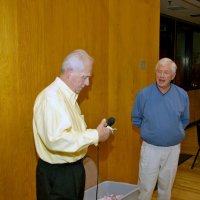 2/23/08 - 26th Annual Crab Feed - Janet Pomeroy Recreation & Rehabilitation Center, San Francisco - Ward Donnelly draws a winning ticket while his guest assistant looks on.