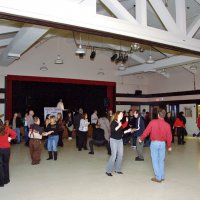 2/23/08 - 26th Annual Crab Feed - Janet Pomeroy Recreation & Rehabilitation Center, San Francisco - Guests enjoying the deejay’s music. Center left is Bill Mayta, with suspenders, dancing with a guest.