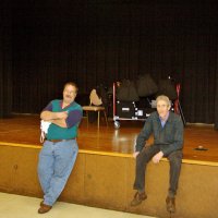 2/23/08 - 26th Annual Crab Feed - Janet Pomeroy Recreation & Rehabilitation Center, San Francisco - End of a long day, 1:19 AM, is George Salet, left, and the custodian resting after cleaning up.