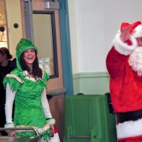 12/18/09 - Christmas with Santa, Mission Education Center, San Francisco - Officer Ignacio “Natcho” Martinez as Santa - Santa is in the building!