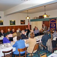 2/18/09 - Granada Cafe, San Francisco - Club Student Speaker Contest - topic “Water - Will California Be Left High and Dry” - L to R, far side: judge Frank Gelini, judge Maurice Fitzgerald, Al Gentile & Arline Thomas, David Demartini, and Handford Clews; center, far side: guest, Emily Farrah, judge Enrico Micheli, guest Kelenia Olsen, and Bob Fenech; head table: George Salet, and Joe Farrah (at podium); center, near side: Bill Stipinovich La Verne Cheso, Jackie & Jerry Lowe, and Bill Graziano; near side: Margot Clews, guest, Mr. Lessard, student speaker Chloe Lessard from Mercy High, and coach Gail Chastain.