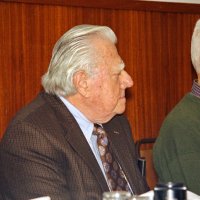 2/18/09 - Granada Cafe, San Francisco - Club Student Speaker Contest - topic “Water - Will California Be Left High and Dry” - L to R: judge Maurice Fitzgerald, and Al Gentile.