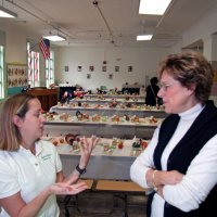 11/20/09 - Thanksgiving Luncheon, Mission Education Center, San Francisco - Bre Jones, left, and Diane Johnson talking about something.