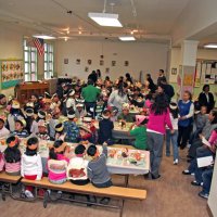 11/20/09 - Thanksgiving Luncheon, Mission Education Center, San Francisco - All the students, teachers, and staff waiting for food to be served.