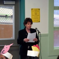 11/20/09 - Thanksgiving Luncheon, Mission Education Center, San Francisco - Principal Debbie Molof talking before the festivities.