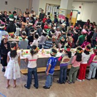 11/20/09 - Thanksgiving Luncheon, Mission Education Center, San Francisco - All the children standing and participating.