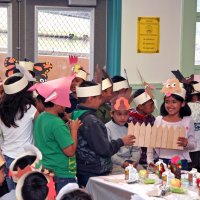 11/20/09 - Thanksgiving Luncheon, Mission Education Center, San Francisco - A class performing a song and skit.