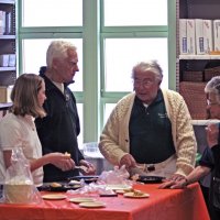 11/20/09 - Thanksgiving Luncheon, Mission Education Center, San Francisco - Enjoying a little lunch are, L to R: Bre Jones, Al Gentile, Joe & Emily Farrah.