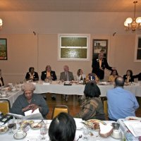 10/20/10 - District Governor Mike Simonini’s Official Visitation - Italian American Social Club, San Francisco - Near table, far side, l to r: guest, guest, and George Salet; head table around to right: Charlie Bottarini; Stephen Picchi, Cabinet Treasurer; Lydia Taylor-Bellinger, Cabinet Secretary; Carl Tebell, Regional Chairman; Ward Donnelly, Secretary; Bre Jones, President; Michael Simonini, District Governor & wife Jane; Esther Lee, 1st Vice District Governor; Robert Wilson, 2nd Vice District Governor.