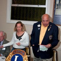 10/20/10 - District Governor Mike Simonini’s Official Visitation - Italian American Social Club, San Francisco - Just after presenting our club banner to District Governor Michael Simonini. L to r: Ward Donnelly, Bre Jones, Michael Simonini District Governor.