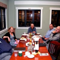 6/23/10 - 2010-11 Budget Meeting - Marie Callendar Restaurant, Daly City - Discussing and setting the budget for the coming year are, l to r: Handford Clews, Bre Jones, Charlie Bottarini, George Salet, and Dick Johnson.