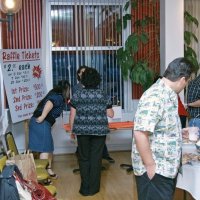 2/20/10 - 27th Annual Crab Feed, Italian American Social Club, San Francisco - Early in the event, guests enjoying hors d’oeuvres. George Salet, in background just to the right of the column.