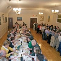 2/20/10 - 27th Annual Crab Feed, Italian American Social Club, San Francisco - The front dining room ready to go; mixed in are Bre & John Jones, Diane & Dick Johnson, Linda & Lyle Workman, Jackie & Jerry Lowe, and Joe & Emily Farrah.