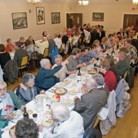 2/20/10 - 27th Annual Crab Feed, Italian American Social Club, San Francisco - The front dining room, just digging in. Dave Demartini, Emily & Joe Farrah, Margot & Handford Clews, Jackie & Jerry Lowe, Diane & Ward Donnelly, Linda & Lyle Workman, and Nancy & Jim Brown-Park are in the room.