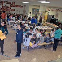 11/19/10 - Annual Thanksgiving Luncheon - Mission Education Center, San Francisco - Chaos as student, teachers, guests, and workers begin to fill the cafeteria.