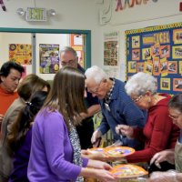 11/19/10 - Annual Thanksgiving Luncheon - Mission Education Center, San Francisco - Dishing up the food choas. Far side from left: Aaron Straus, Al Gentile, and Arline Thomas.