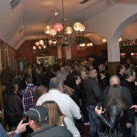 2/19/11 - 28th Annual Castagnetto / Spediacci Memorial Crab Feed - Italian American Social Club, San Francisco - Getting more crowded as dinner approaches; in the crowd is Yvette & John Peters and Bill Mayta.