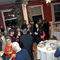 2/19/11 - 28th Annual Castagnetto / Spediacci Memorial Crab Feed - Italian American Social Club, San Francisco - The overflow crowd in the hors d’oeuvres area - off in the left corner is Arline Thomas; lower right is George Salet.