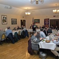 2/16/11 - Annual Student Speaker Contest - Topic: “Enforcing Our Borders: State versus Federal Rights” - Italian American Social Club, San Francisco - Emily Powell presenting to the club a “We Appreciate You” award from the Balboa Student Association and the Balboa Alumni Association. Far table; far side, L to R: Bob Fenech, Robert Quinn, Ward Donnelly, Enrico Micheli, Mike Castagnatto, and Charles Bottarini; near side: Bill Graziano, George Salet, and Emily & Joe Farrah; head table, l to r: Bill Stipinovich, Paul Corvi, Bre Jones, speakers: Jason Wu, Stephanie Sin, and Catherine Suen; near table, left side: l to r: wife & John Paul, guest, Terence Abad, and John Propster; right side: Ric Michell, Frank Gelini, Al Gentile, Arline Thomas, and Margo & Handford Clews.