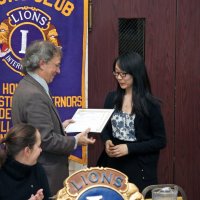 2/16/11 - Annual Student Speaker Contest - Topic: “Enforcing Our Borders: State versus Federal Rights” - Italian American Social Club, San Francisco - Participant Catherine Suen, from Lowell High School, receives her certificate and check from Paul Corvi as Bre Jones looks on.