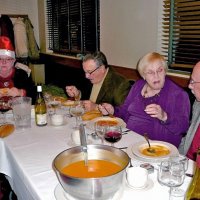 12/19/12 - Club Christmas Party at the Basque Clutural Center, South San Francisco - L to R: Sharon Eberhardt, Ernie Braun, Millie Gaw, and Bill Graziano.